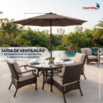 Ombrelone Base Central Articulado Com Led 2,70m TerraCota - IWOBCAL270TE - 3