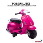 Mini Moto Elétrica 6V Licenciado Vespa Rosa - BW433RS - 3