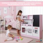 Cozinha Madeira Infantil Com Lava Louça, Microondas E Geladeira 79PCS - BW453 - 3