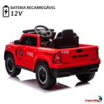 Mini Carro Elétrico 12V Licenciado Dodge Ram 1500 RHO Bombeiro - BW426BOM - 4