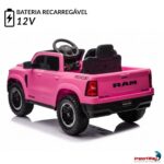 Mini Carro Elétrico 12V Licenciado Dodge Ram 1500 RHO Rosa - BW426RS - 4