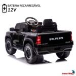 Mini Carro Elétrico 12V Licenciado Dodge Ram 1500 RHO Preto - BW426PT - 4