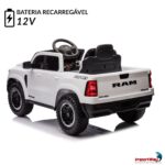 Mini Carro Elétrico 12V Licenciado Dodge Ram 1500 RHO Branco - BW427BR - 4