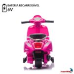 Mini Moto Elétrica 6V Licenciado Vespa Rosa - BW433RS - 4
