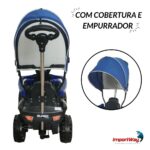 Mini Quadriciclo Elétrico 6V Com Empurrador E Cobertura Azul - BW393AZ - 5