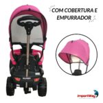 Mini Quadriciclo Elétrico 6V Com Empurrador E Cobertura Rosa - BW393RS - 5