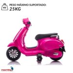 Mini Moto Elétrica 6V Licenciado Vespa Rosa - BW433RS - 5