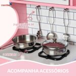Cozinha Madeira Infantil Com Lava Louça, Microondas E Geladeira 79PCS - BW453 - 5