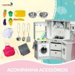 Cozinha Madeira Infantil Completa Com Geladeira E Máquina de Lavar 77PCS - BW456 - 5