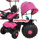 Mini Quadriciclo Elétrico 6V Com Empurrador E Cobertura Rosa - BW393RS - 6
