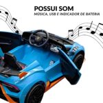 Mini Carro Licenciado 12V Lamborghini Huracan Sto Azul - BW403AZ - 6