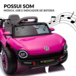 Mini Carro Elétrico 12V Licenciado Volkswagen E Buggy Rosa - BW432RS - 6