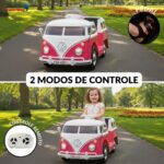 Mini Kombi Elétrica 6V Licenciado Volkswagen Buzz Rosa - BW430RS - 7