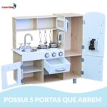 Cozinha Madeira Infantil C/ Geladeira E Máquina De Gelo, Microondas, Fogão Por Indução E Interfone 59PCS - BW454 - 7