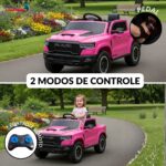 Mini Carro Elétrico 12V Licenciado Dodge Ram 1500 RHO Rosa - BW426RS - 8