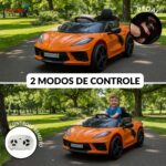 Mini Carro Elétrico 12V Licenciado Corvette C8 Laranja - BW431LR - 8