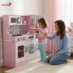 Cozinha Madeira Infantil Com Lava Louça, Microondas E Geladeira 79PCS - BW453 - 9