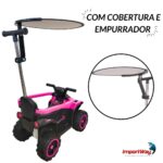 Quadriciclo Elétrico com Empurrador e Cobertura 6V Rosa - BW444RS - 5