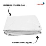 Lona Plástica De Polietileno 70G/M2 Branco 6x4M - IWLP64BR - 6