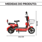 Bicicleta Scooter Elétrica 48V 500W Alarme E Chave Antifurto - IWMV005 - 2