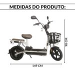 Bicicleta Scooter Elétrica 48V 500W Bateria Removível Branca - IWMV004BR - 2