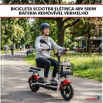 Bicicleta Scooter Elétrica 48V 500W Bateria Removível Vermelha - IWMV004VM - 3