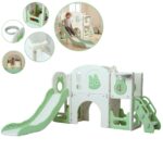 Playground Infantil 6 Em 1 Com Escorregador, Cesta, Telescópio, Ponte e Dois Espaços Multifuncional Verde - BW467VD - 1