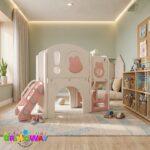 Playground Infantil 5 Em 1 Com Escorregador, Cesta, Telescópio, Ponte e Espaço Multifuncional Rosa - BW466RS - 10