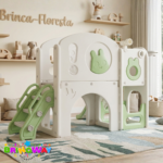 Playground Infantil 5 Em 1 Com Escorregador, Cesta, Telescópio, Ponte e Espaço Multifuncional Verde - BW466VD - 10