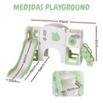 Playground Infantil 6 Em 1 Com Escorregador, Cesta, Telescópio, Ponte e Dois Espaços Multifuncional Verde - BW467VD - 2