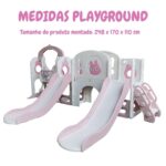 Playground Infantil 7 Em 1 Com Dois Escorregadores, Balanço, Cesta de Basquete, Telescópio, Ponte, Espaço Multifuncional inferior e Reprodutor de Música Rosa - BW468RS - 2