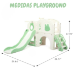 Playground Infantil 5 Em 1 Com Escorregador, Cesta, Telescópio, Ponte e Espaço Multifuncional Verde - BW466VD - 2