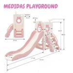 PlayGround Infantil 4 Em 1 Com Escorregador, Cesta E Telescópio Rosa - BW465RS - 2