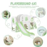 Playground Infantil 6 Em 1 Com Escorregador, Cesta, Telescópio, Ponte e Dois Espaços Multifuncional Verde - BW467VD - 3