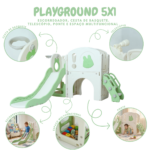 Playground Infantil 5 Em 1 Com Escorregador, Cesta, Telescópio, Ponte e Espaço Multifuncional Verde - BW466VD - 3
