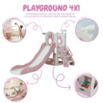PlayGround Infantil 4 Em 1 Com Escorregador, Cesta E Telescópio Rosa - BW465RS - 3