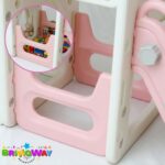 Playground Infantil 6 Em 1 Com Escorregador, Cesta, Telescópio, Ponte e Dois Espaços Multifuncional Rosa - BW467RS - 4