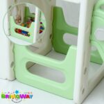 Playground Infantil 6 Em 1 Com Escorregador, Cesta, Telescópio, Ponte e Dois Espaços Multifuncional Verde - BW467VD - 4