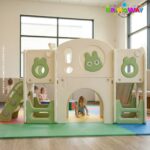 Playground Infantil 6 Em 1 Com Escorregador, Cesta, Telescópio, Ponte e Dois Espaços Multifuncional Verde - BW467VD - 6