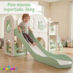 Playground Infantil 6 Em 1 Com Escorregador, Cesta, Telescópio, Ponte e Dois Espaços Multifuncional Verde - BW467VD - 8