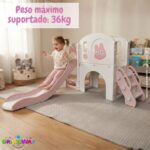 Playground Infantil 5 Em 1 Com Escorregador, Cesta, Telescópio, Ponte e Espaço Multifuncional Rosa - BW466RS - 8