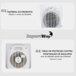 Aquecedor Elétrico Ventilador Ar Quente Portatil 127v 1500w - IWELE047 - 9