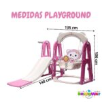Playground 3 Em 1 Escorregador Balanço Cesta Basquete Rosa - BW460 - 2