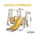 Playground 3 Em 1 Escorregador Balanço Cesta Basquete Bege - BW461 - 3