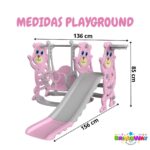 Playground 3 Em 1 Escorregador Balanço Cesta Basquete Rosa - BW462 - 3