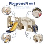 Playground 4x1 Escorregador Balanço Cesta Basquete E Ponte - BW464 - 3