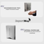 Secador Mãos Profissional Automático 77m/s 1200w Cinza 127v - IWELE039CZ - 10