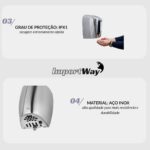 Secador De Mãos Profissional Automático 1200w Aço Inox 220v - IWELE042 - 10