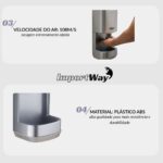 Secador De Mãos Automático Profissional 108m/s 1200w Cinza -  IWELE029CZ - 10