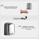 Secador De Mãos Profissional Automático 1650w Aço Inox 220v - IWELE036 - 10